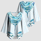 New Zealand Manta Ray Tattoo Kimono Sleeve Blouse Aotearoa Maori Haehae Paua Shell - Aussie Hoodie