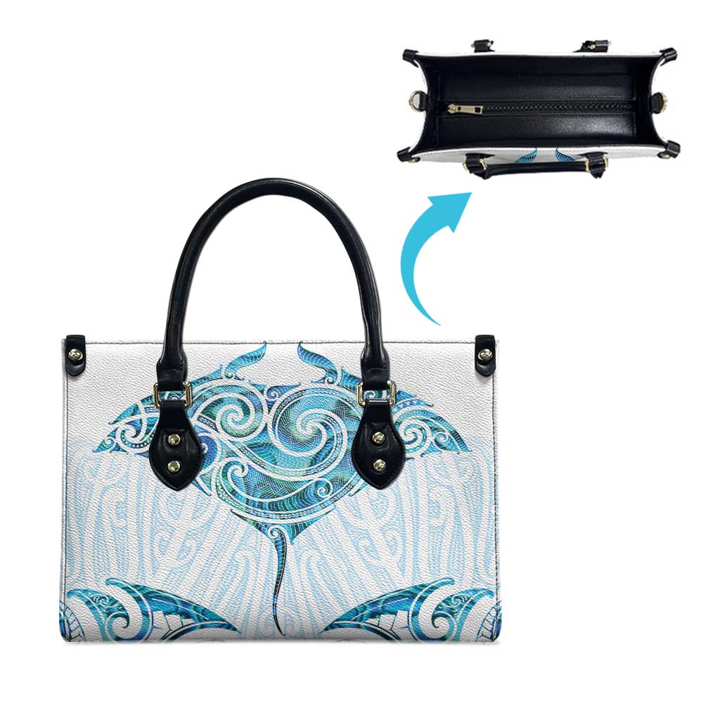 New Zealand Manta Ray Tattoo Leather Bag Aotearoa Maori Haehae Paua Shell - Aussie Hoodie
