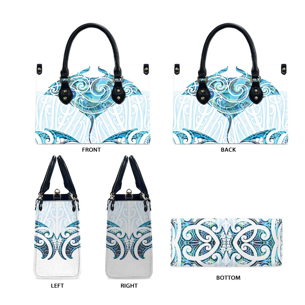 New Zealand Manta Ray Tattoo Leather Bag Aotearoa Maori Haehae Paua Shell - Aussie Hoodie