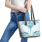 New Zealand Manta Ray Tattoo Leather Tote Bag Aotearoa Maori Haehae Paua Shell - Aussie Hoodie