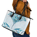 New Zealand Manta Ray Tattoo Leather Tote Bag Aotearoa Maori Haehae Paua Shell - Aussie Hoodie
