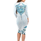 New Zealand Manta Ray Tattoo Long Sleeve Bodycon Dress Aotearoa Maori Haehae Paua Shell - Aussie Hoodie