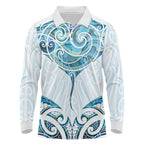 New Zealand Manta Ray Tattoo Long Sleeve Polo Shirt Aotearoa Maori Haehae Paua Shell - Aussie Hoodie