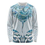 New Zealand Manta Ray Tattoo Long Sleeve Shirt Aotearoa Maori Haehae Paua Shell - Aussie Hoodie