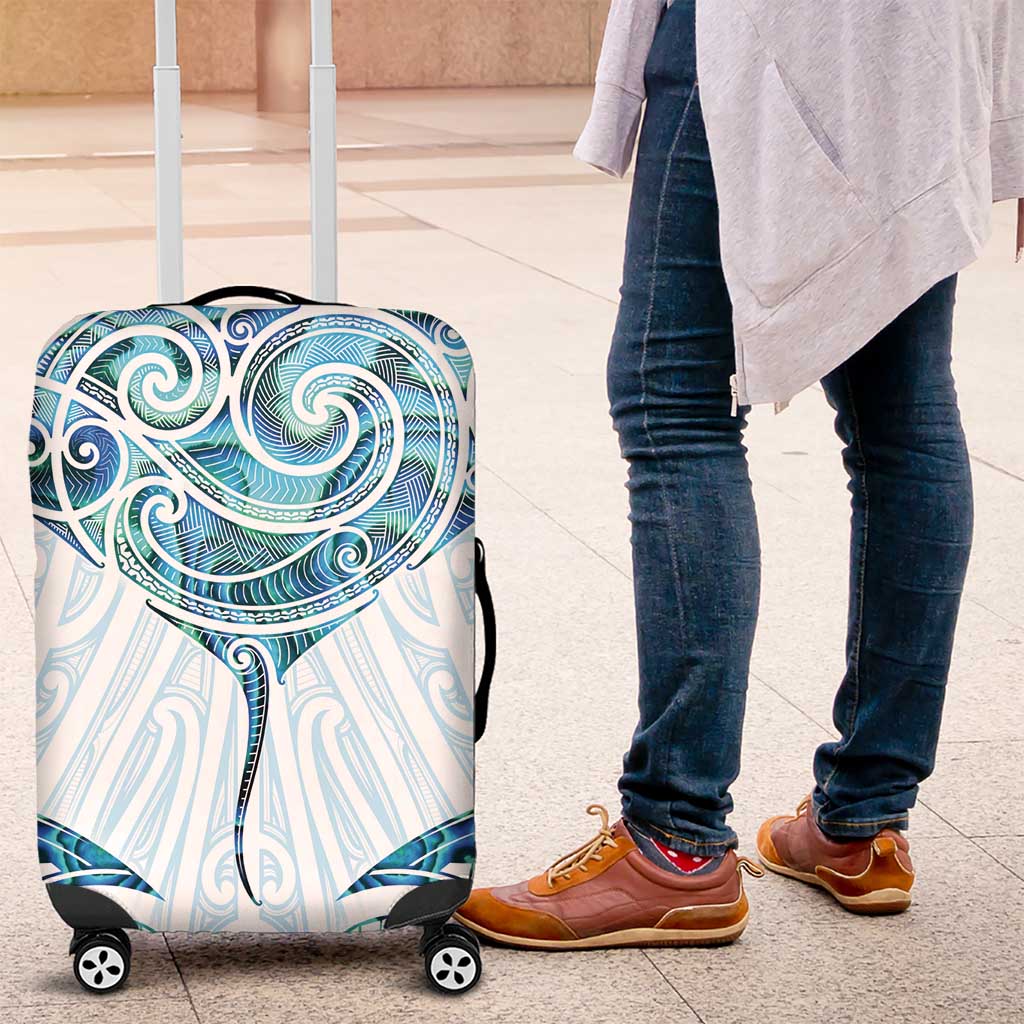 New Zealand Manta Ray Tattoo Luggage Cover Aotearoa Maori Haehae Paua Shell - Aussie Hoodie