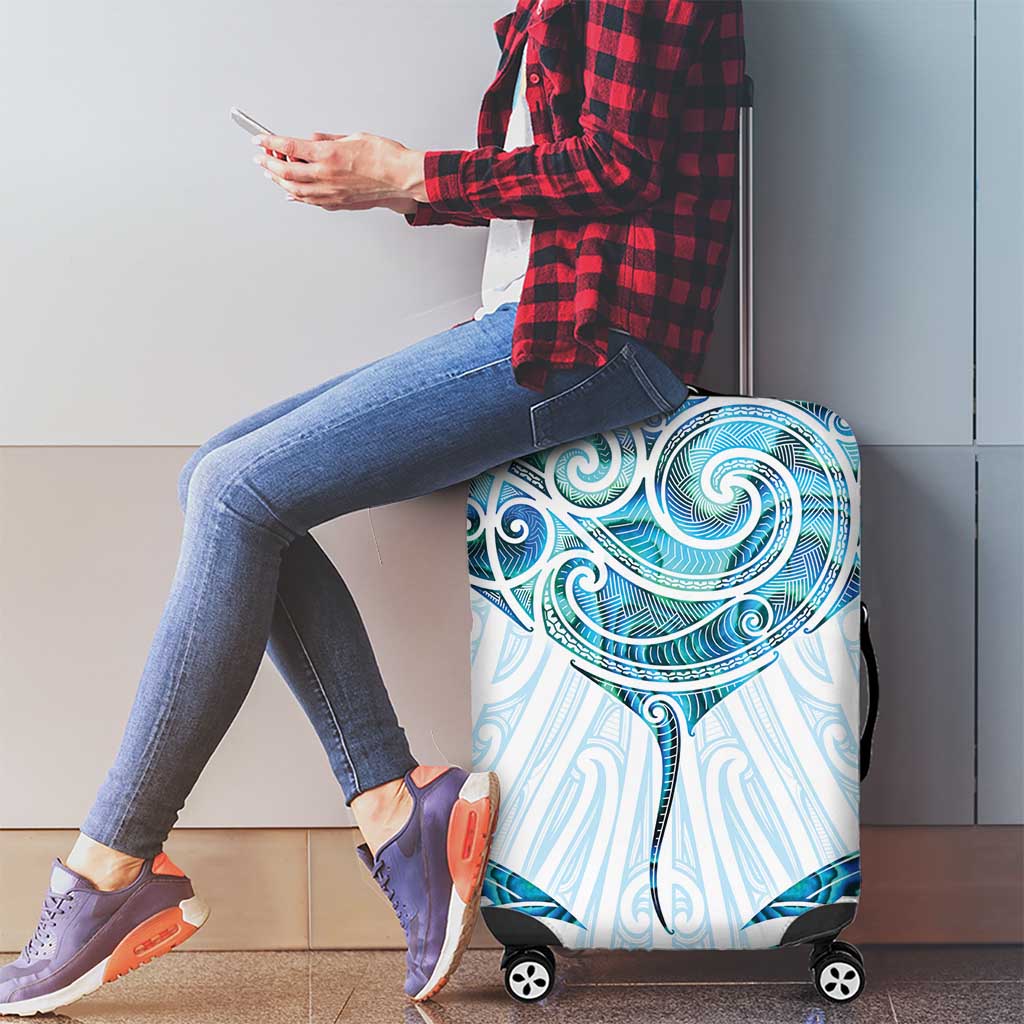 New Zealand Manta Ray Tattoo Luggage Cover Aotearoa Maori Haehae Paua Shell - Aussie Hoodie