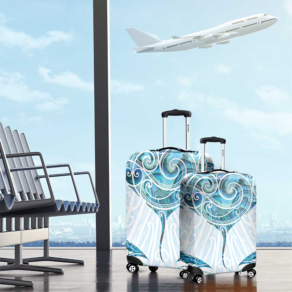 New Zealand Manta Ray Tattoo Luggage Cover Aotearoa Maori Haehae Paua Shell - Aussie Hoodie