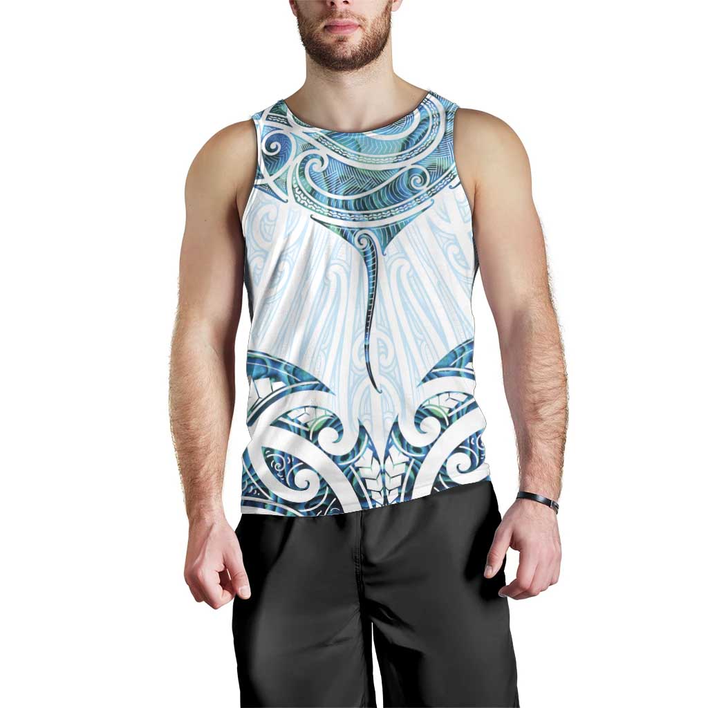 New Zealand Manta Ray Tattoo Men Tank Top Aotearoa Maori Haehae Paua Shell - Aussie Hoodie