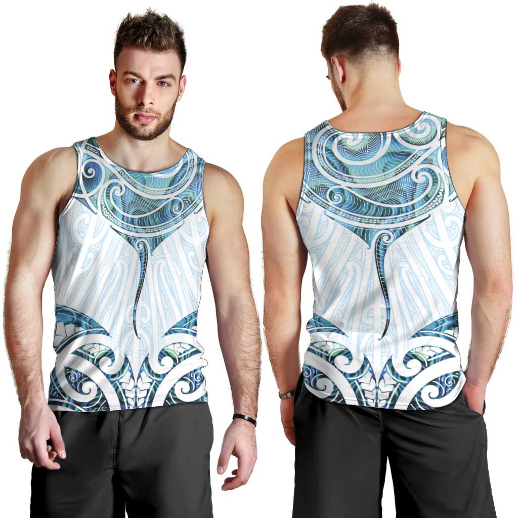 New Zealand Manta Ray Tattoo Men Tank Top Aotearoa Maori Haehae Paua Shell - Aussie Hoodie
