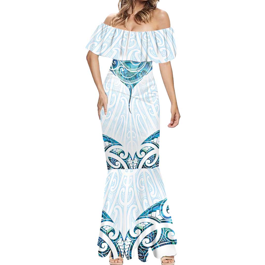 New Zealand Manta Ray Tattoo Mermaid Dress Aotearoa Maori Haehae Paua Shell - Aussie Hoodie