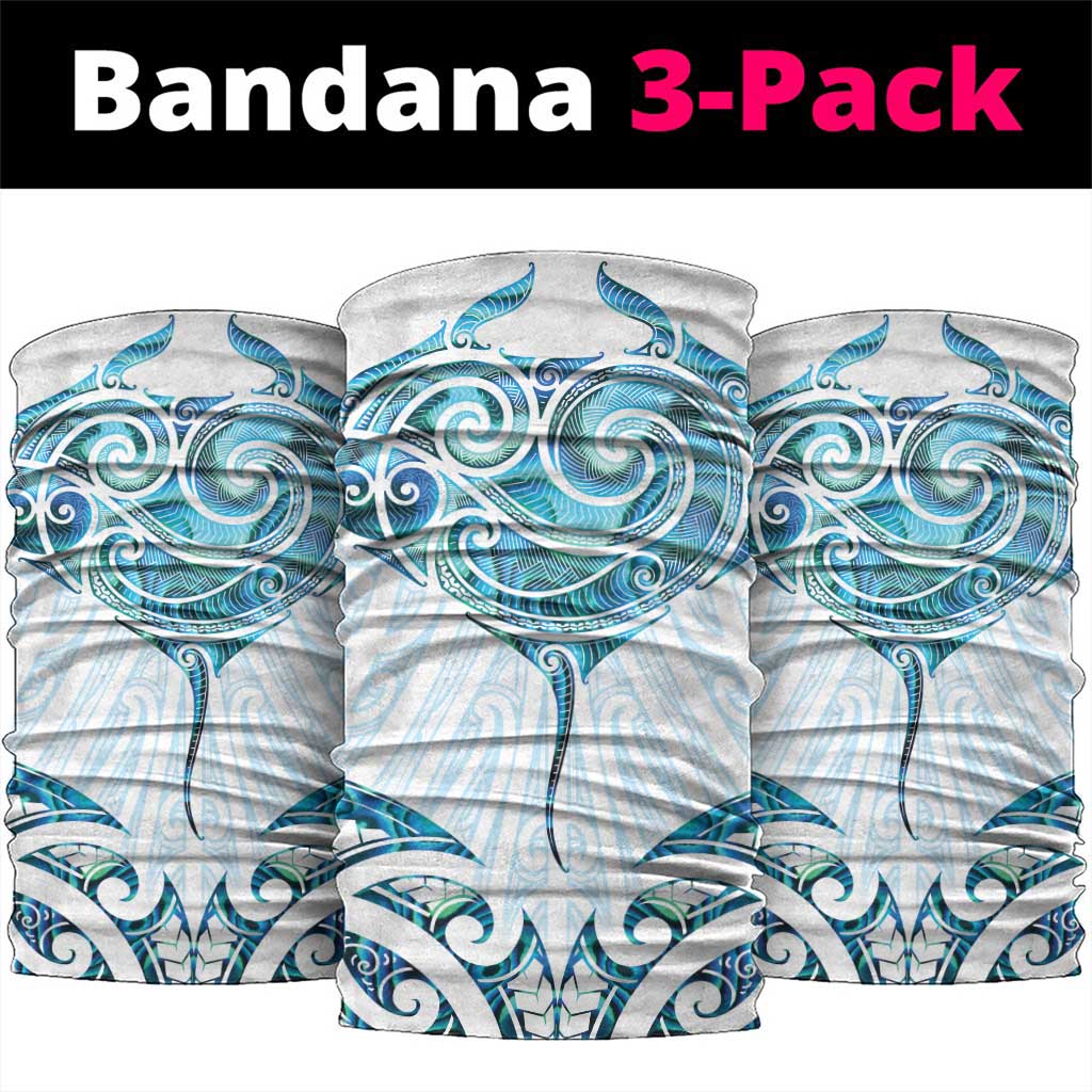 New Zealand Manta Ray Tattoo Neck Gaiter Aotearoa Maori Haehae Paua Shell - Aussie Hoodie