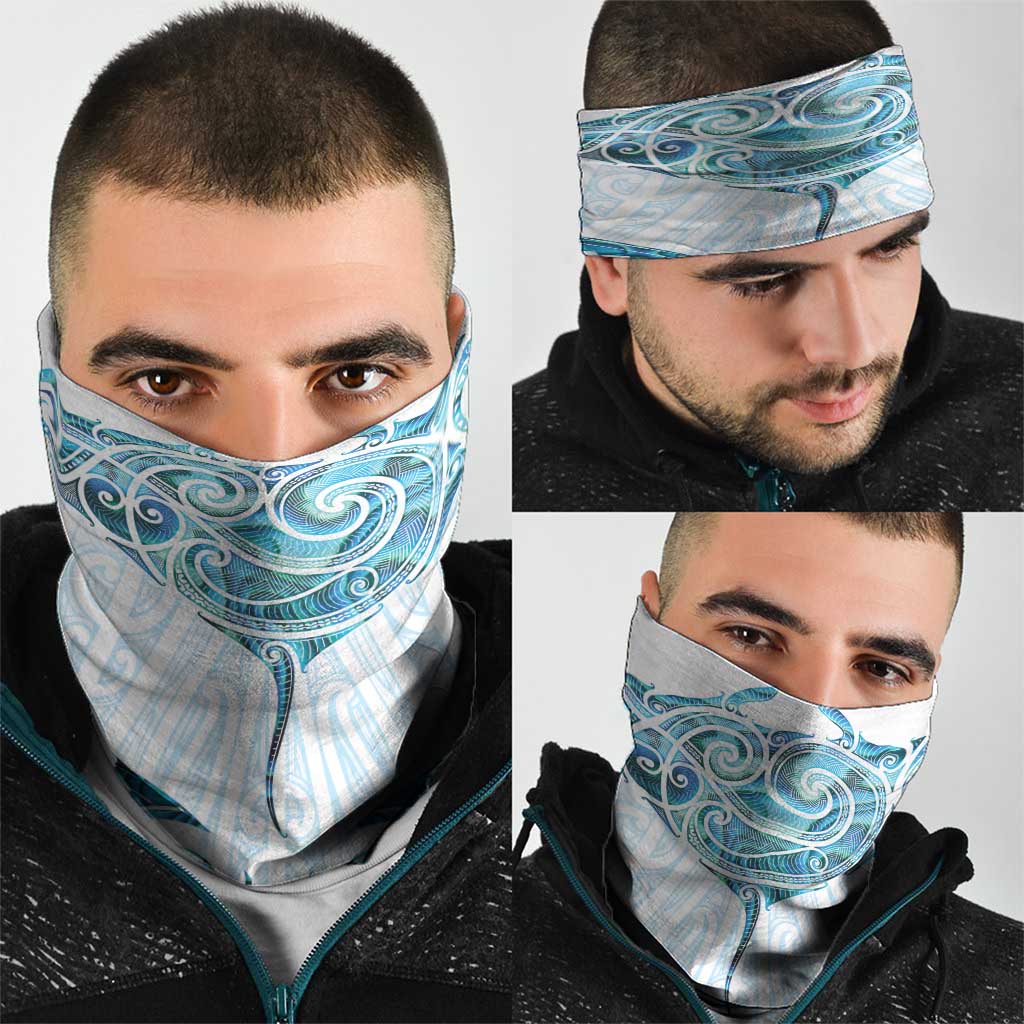 New Zealand Manta Ray Tattoo Neck Gaiter Aotearoa Maori Haehae Paua Shell - Aussie Hoodie