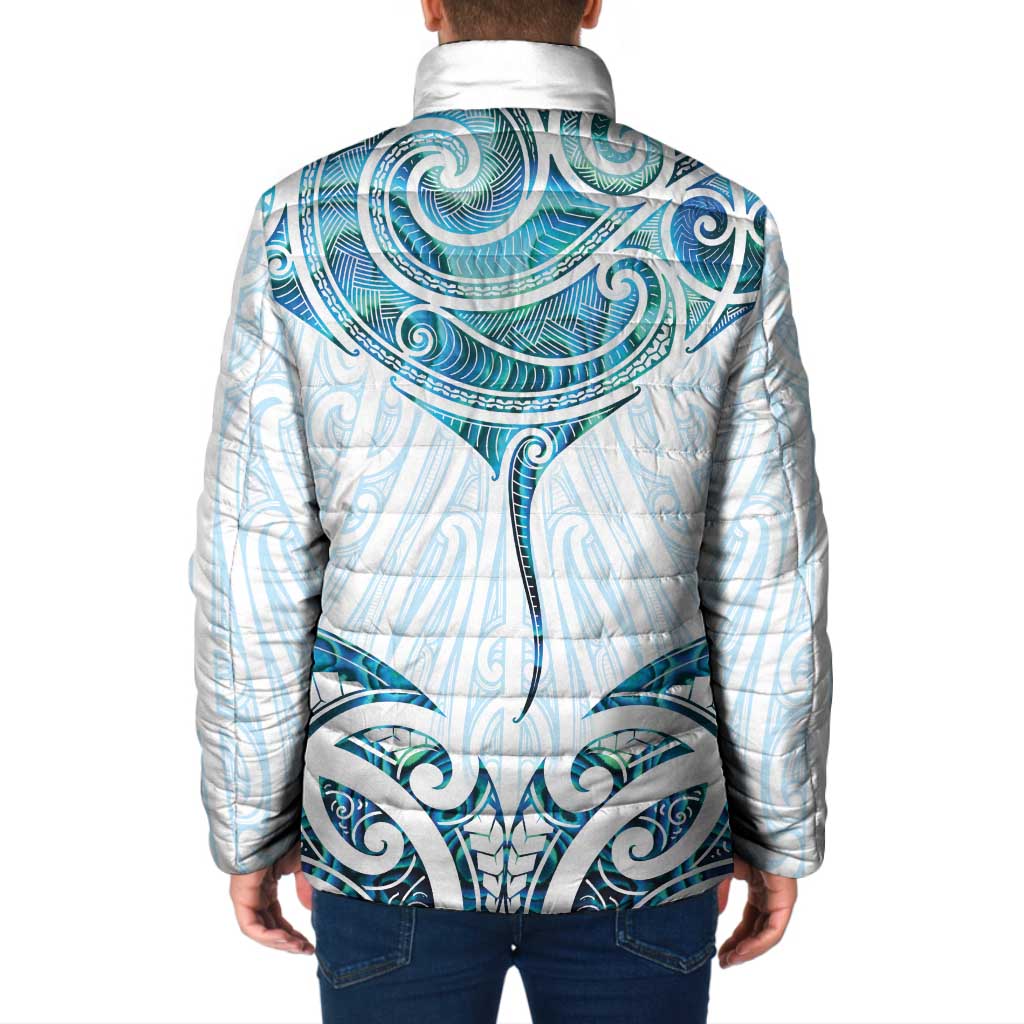 New Zealand Manta Ray Tattoo Padded Jacket Aotearoa Maori Haehae Paua Shell - Aussie Hoodie