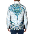 New Zealand Manta Ray Tattoo Padded Jacket Aotearoa Maori Haehae Paua Shell - Aussie Hoodie