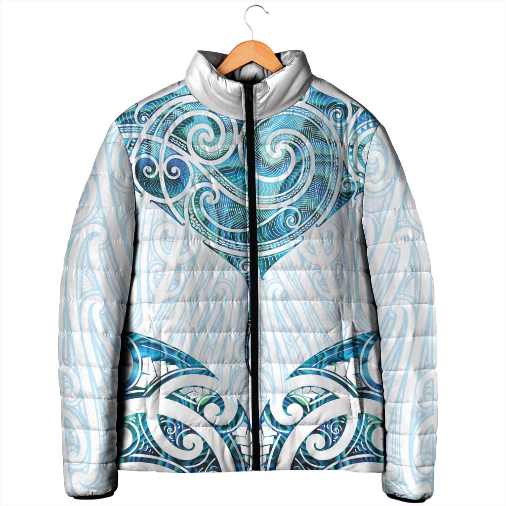 New Zealand Manta Ray Tattoo Padded Jacket Aotearoa Maori Haehae Paua Shell - Aussie Hoodie
