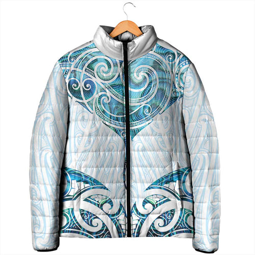 New Zealand Manta Ray Tattoo Padded Jacket Aotearoa Maori Haehae Paua Shell - Aussie Hoodie