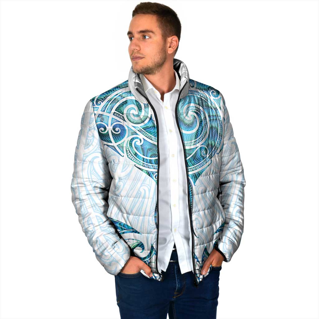New Zealand Manta Ray Tattoo Padded Jacket Aotearoa Maori Haehae Paua Shell - Aussie Hoodie