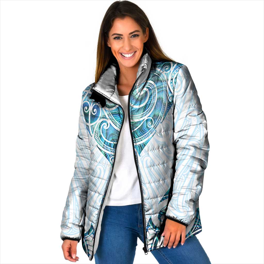 New Zealand Manta Ray Tattoo Padded Jacket Aotearoa Maori Haehae Paua Shell - Aussie Hoodie