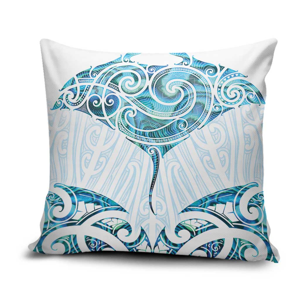 New Zealand Manta Ray Tattoo Pillow Cover Aotearoa Maori Haehae Paua Shell - Aussie Hoodie