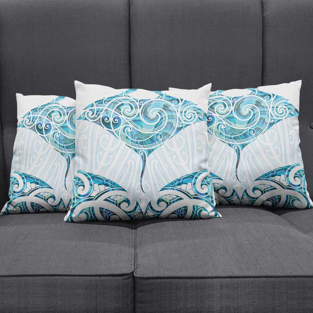 New Zealand Manta Ray Tattoo Pillow Cover Aotearoa Maori Haehae Paua Shell - Aussie Hoodie