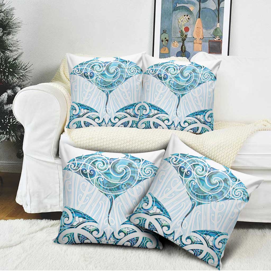 New Zealand Manta Ray Tattoo Pillow Cover Aotearoa Maori Haehae Paua Shell - Aussie Hoodie