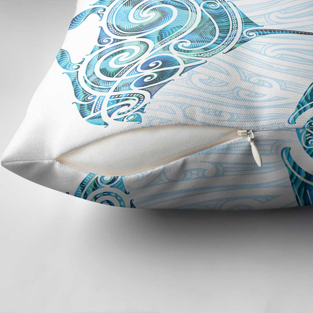 New Zealand Manta Ray Tattoo Pillow Cover Aotearoa Maori Haehae Paua Shell - Aussie Hoodie