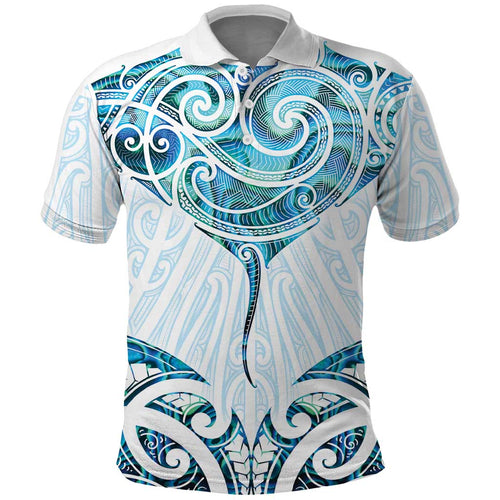 New Zealand Manta Ray Tattoo Polo Shirt Aotearoa Maori Haehae Paua Shell - Aussie Hoodie