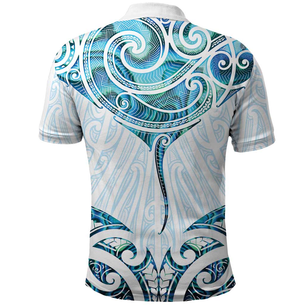 New Zealand Manta Ray Tattoo Polo Shirt Aotearoa Maori Haehae Paua Shell - Aussie Hoodie