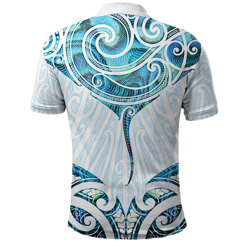New Zealand Manta Ray Tattoo Polo Shirt Aotearoa Maori Haehae Paua Shell - Aussie Hoodie