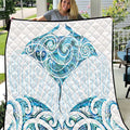 New Zealand Manta Ray Tattoo Quilt Aotearoa Maori Haehae Paua Shell - Aussie Hoodie