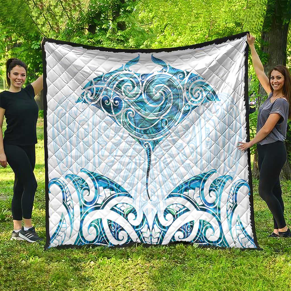 New Zealand Manta Ray Tattoo Quilt Aotearoa Maori Haehae Paua Shell - Aussie Hoodie