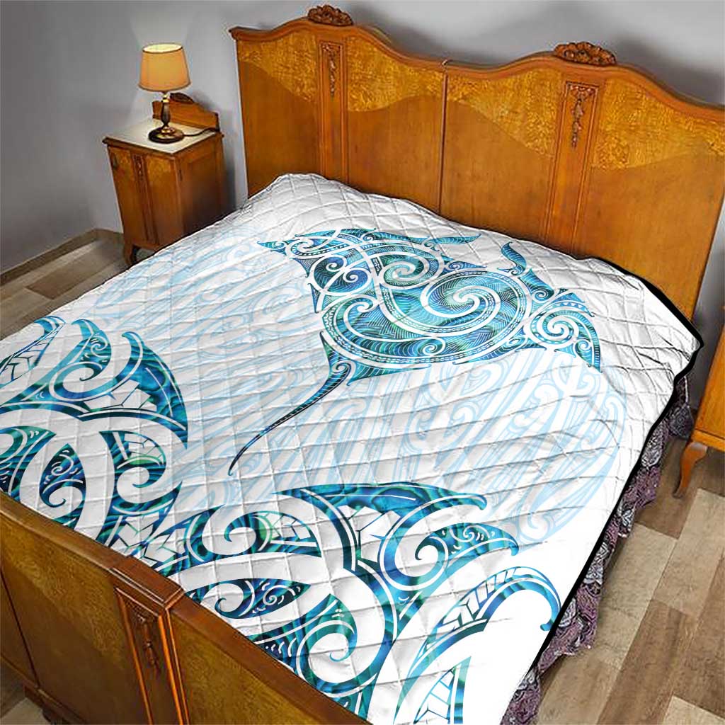 New Zealand Manta Ray Tattoo Quilt Aotearoa Maori Haehae Paua Shell - Aussie Hoodie