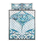 New Zealand Manta Ray Tattoo Quilt Bed Set Aotearoa Maori Haehae Paua Shell - Aussie Hoodie