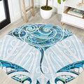 New Zealand Manta Ray Tattoo Round Carpet Aotearoa Maori Haehae Paua Shell - Aussie Hoodie