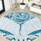 New Zealand Manta Ray Tattoo Round Carpet Aotearoa Maori Haehae Paua Shell - Aussie Hoodie
