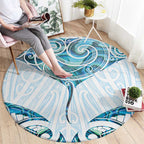 New Zealand Manta Ray Tattoo Round Carpet Aotearoa Maori Haehae Paua Shell - Aussie Hoodie