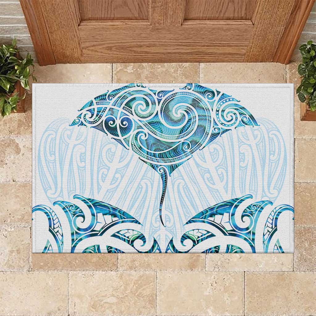 New Zealand Manta Ray Tattoo Rubber Doormat Aotearoa Maori Haehae Paua Shell - Aussie Hoodie