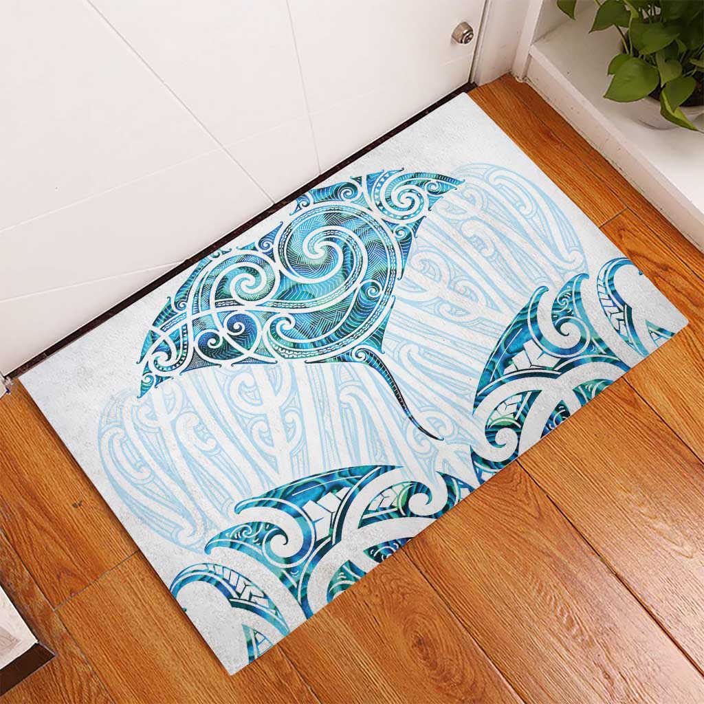 New Zealand Manta Ray Tattoo Rubber Doormat Aotearoa Maori Haehae Paua Shell - Aussie Hoodie