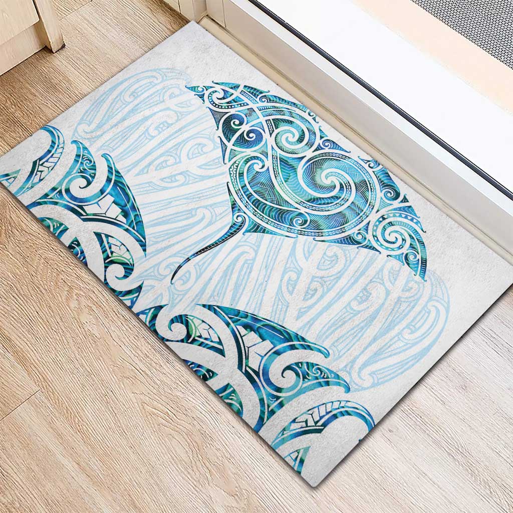 New Zealand Manta Ray Tattoo Rubber Doormat Aotearoa Maori Haehae Paua Shell - Aussie Hoodie