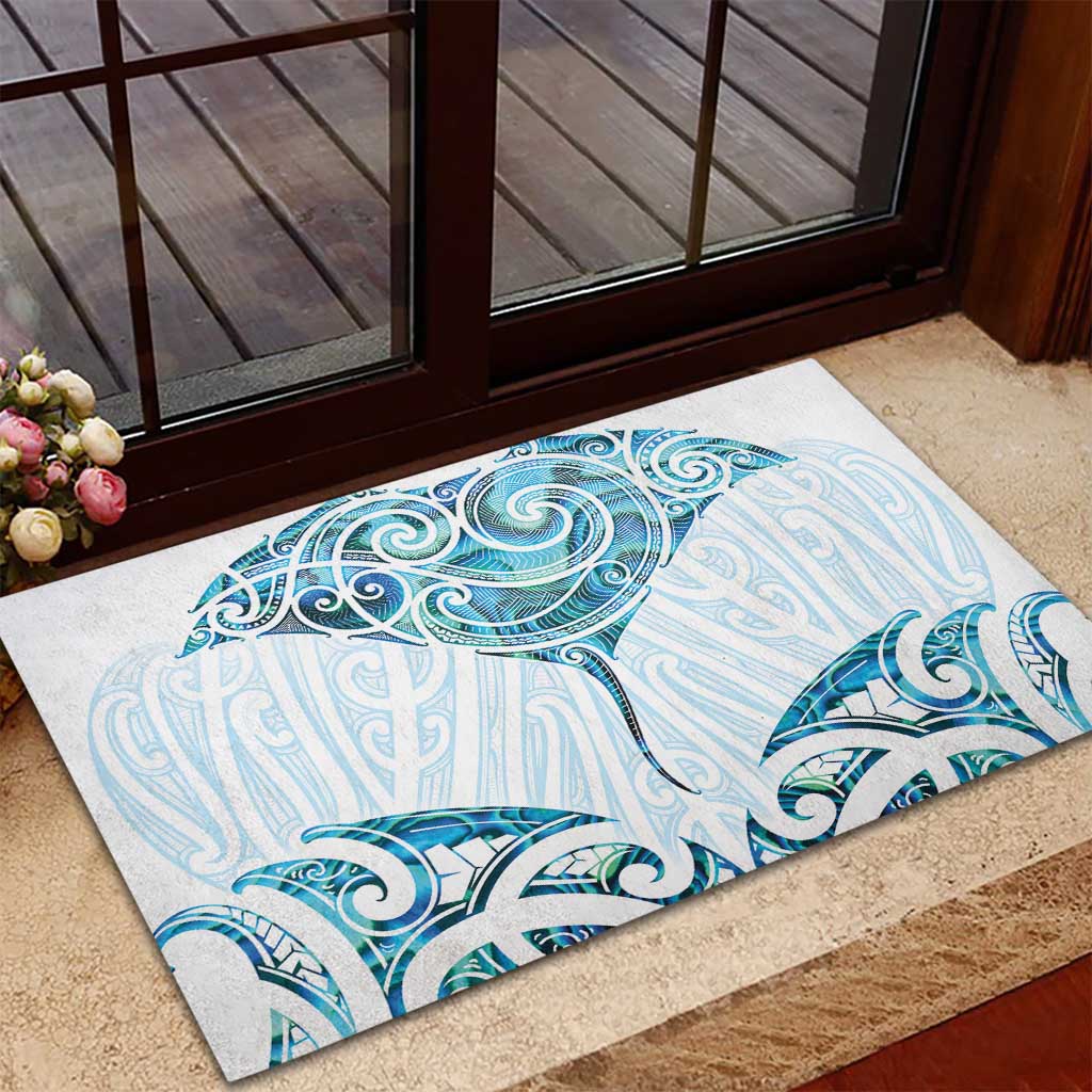 New Zealand Manta Ray Tattoo Rubber Doormat Aotearoa Maori Haehae Paua Shell - Aussie Hoodie