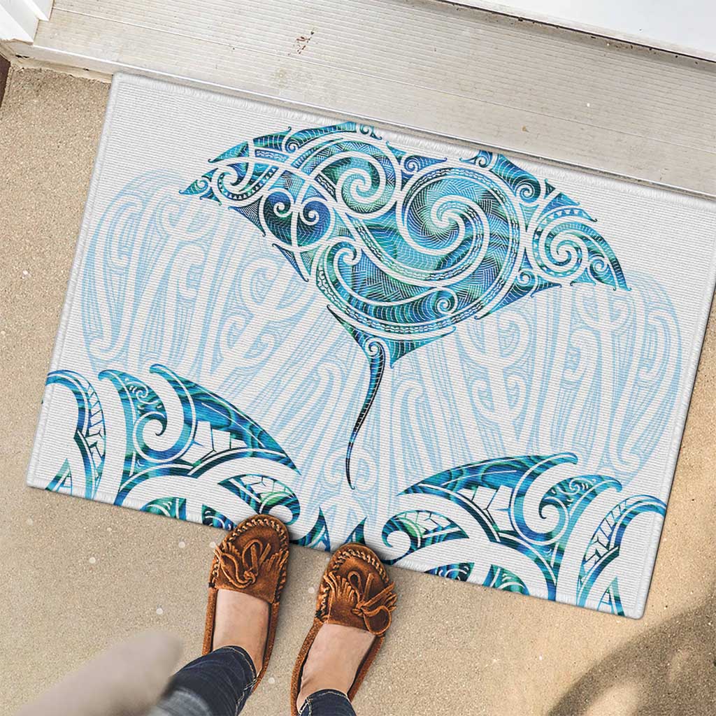 New Zealand Manta Ray Tattoo Rubber Doormat Aotearoa Maori Haehae Paua Shell - Aussie Hoodie
