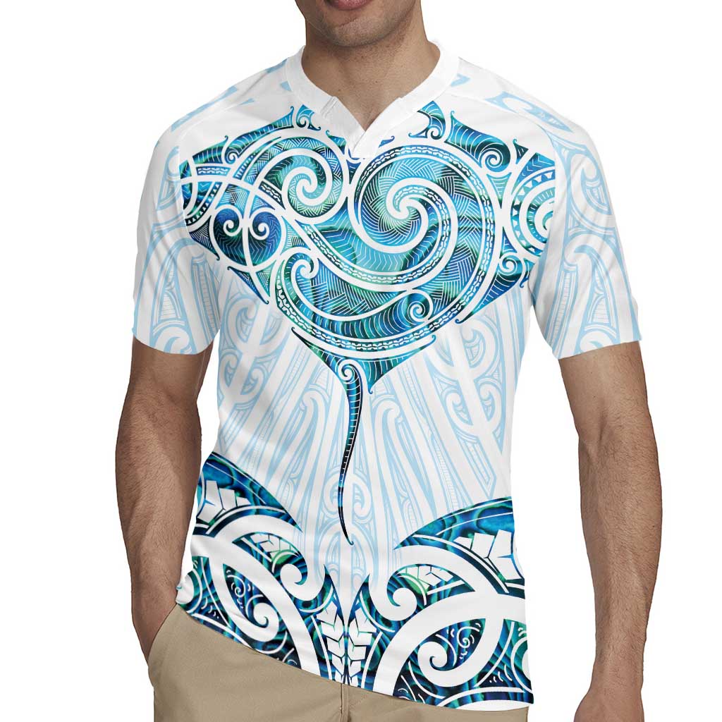 New Zealand Manta Ray Tattoo Rugby Jersey Aotearoa Maori Haehae Paua Shell - Aussie Hoodie