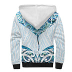 New Zealand Manta Ray Tattoo Sherpa Hoodie Aotearoa Maori Haehae Paua Shell - Aussie Hoodie