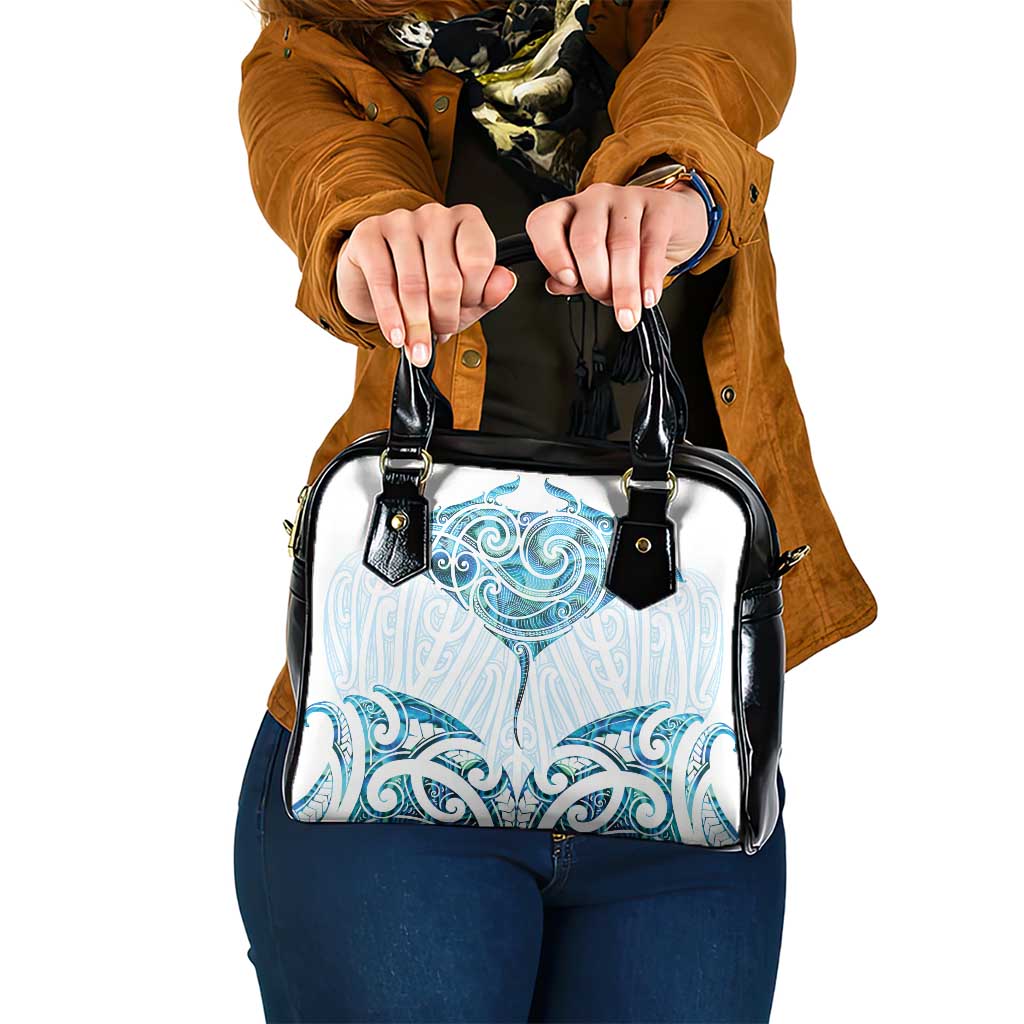 New Zealand Manta Ray Tattoo Shoulder Handbag Aotearoa Maori Haehae Paua Shell - Aussie Hoodie