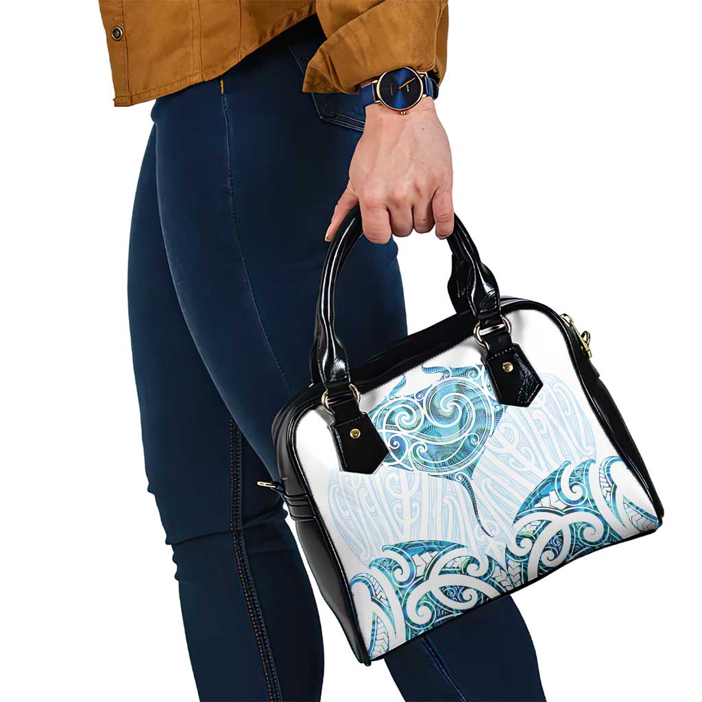 New Zealand Manta Ray Tattoo Shoulder Handbag Aotearoa Maori Haehae Paua Shell - Aussie Hoodie