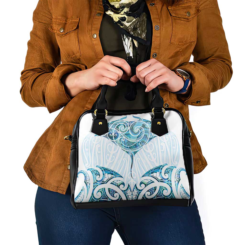 New Zealand Manta Ray Tattoo Shoulder Handbag Aotearoa Maori Haehae Paua Shell - Aussie Hoodie