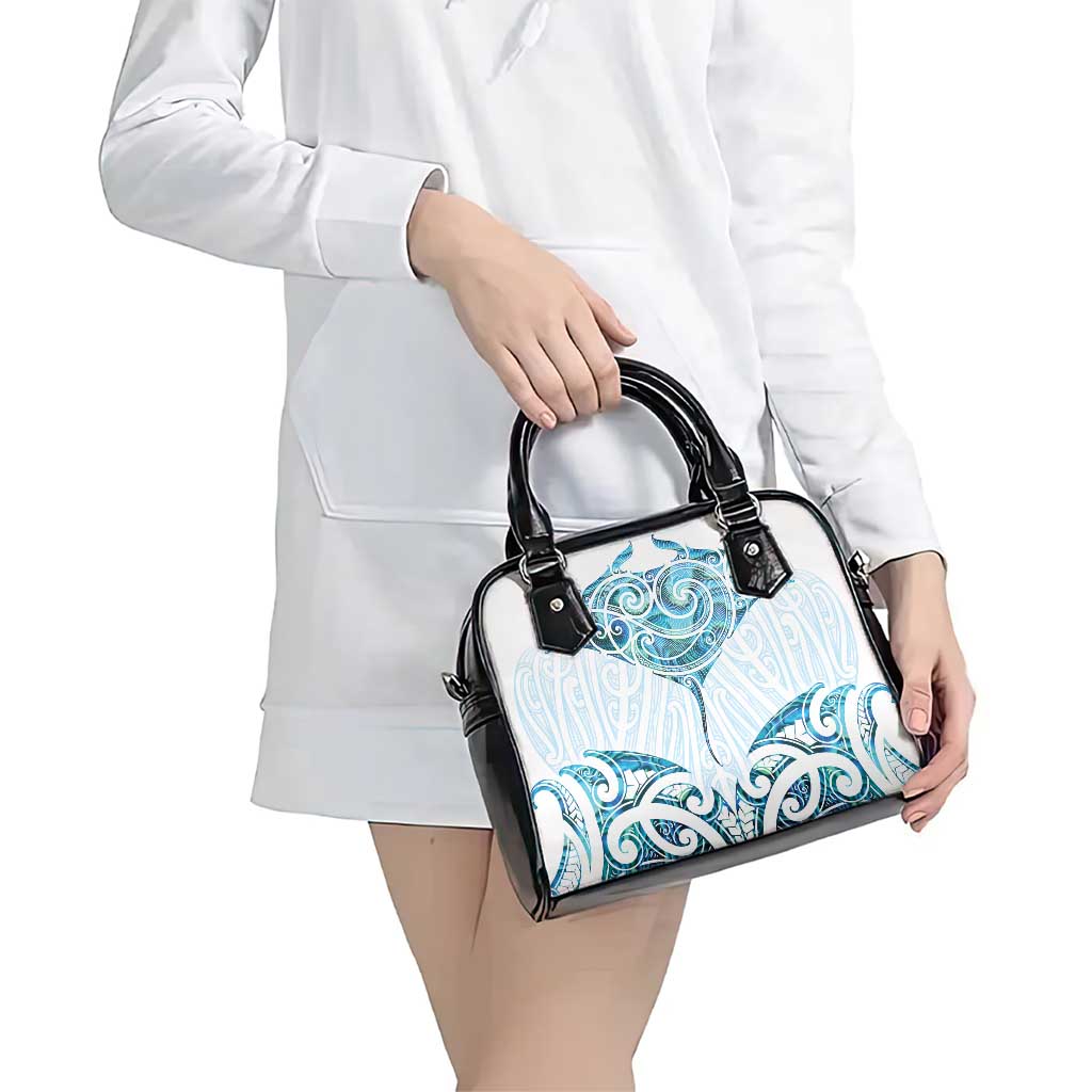 New Zealand Manta Ray Tattoo Shoulder Handbag Aotearoa Maori Haehae Paua Shell - Aussie Hoodie