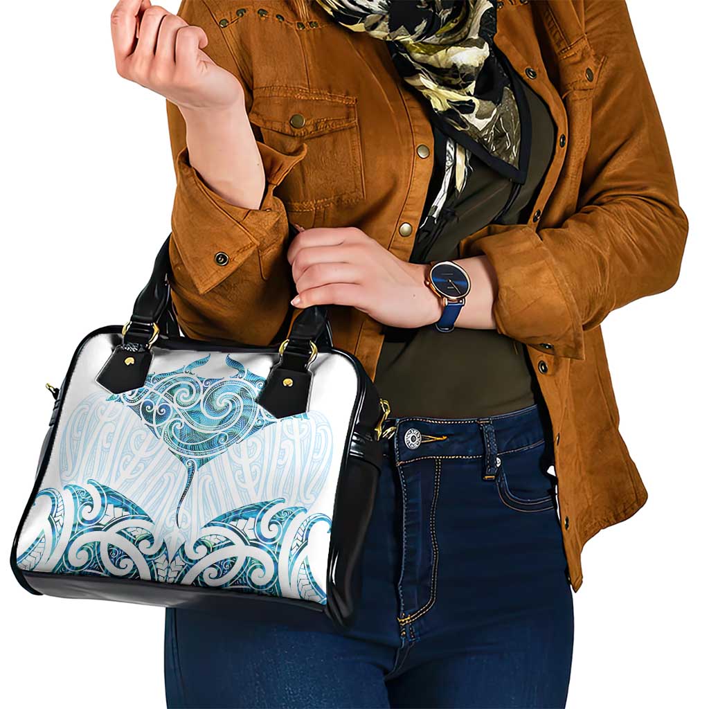 New Zealand Manta Ray Tattoo Shoulder Handbag Aotearoa Maori Haehae Paua Shell - Aussie Hoodie