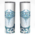 New Zealand Manta Ray Tattoo Skinny Tumbler Aotearoa Maori Haehae Paua Shell - Aussie Hoodie