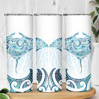 New Zealand Manta Ray Tattoo Skinny Tumbler Aotearoa Maori Haehae Paua Shell - Aussie Hoodie
